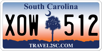 SC license plate XOW512