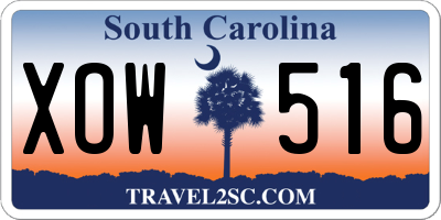 SC license plate XOW516
