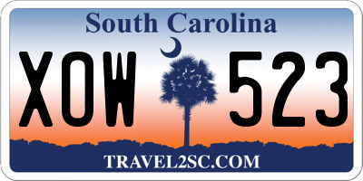 SC license plate XOW523