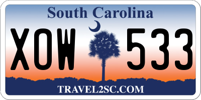 SC license plate XOW533