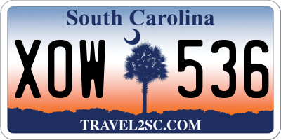 SC license plate XOW536