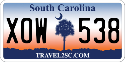 SC license plate XOW538