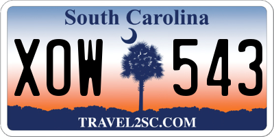 SC license plate XOW543