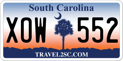 SC license plate XOW552