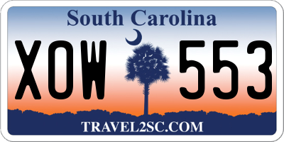 SC license plate XOW553