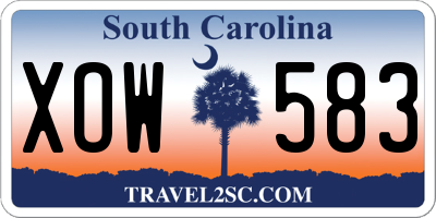 SC license plate XOW583