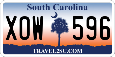 SC license plate XOW596