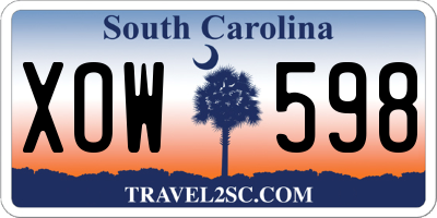 SC license plate XOW598