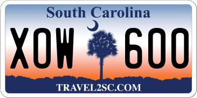 SC license plate XOW600