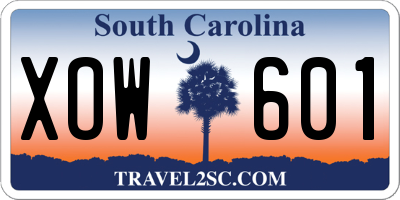 SC license plate XOW601