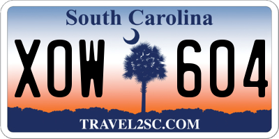 SC license plate XOW604