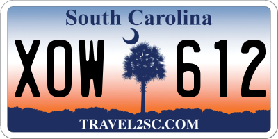 SC license plate XOW612