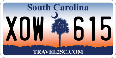 SC license plate XOW615