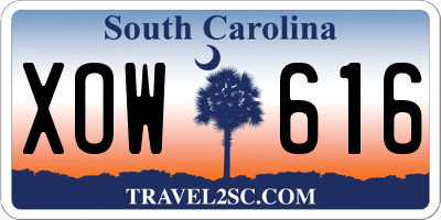 SC license plate XOW616