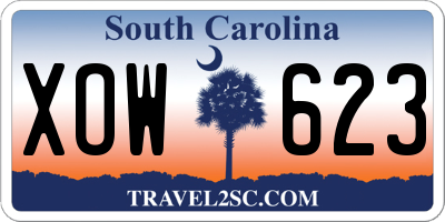 SC license plate XOW623