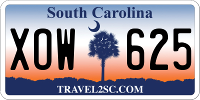 SC license plate XOW625