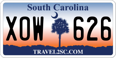 SC license plate XOW626