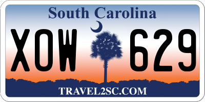 SC license plate XOW629