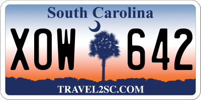 SC license plate XOW642