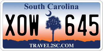 SC license plate XOW645