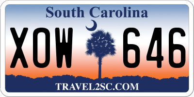 SC license plate XOW646