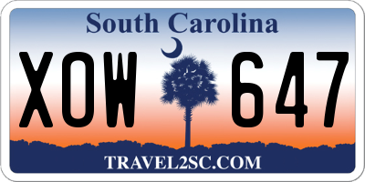 SC license plate XOW647