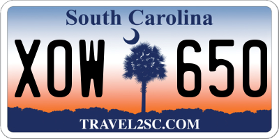 SC license plate XOW650