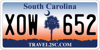 SC license plate XOW652