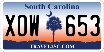 SC license plate XOW653