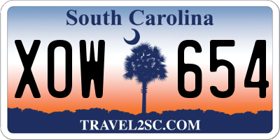 SC license plate XOW654