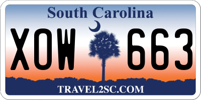 SC license plate XOW663