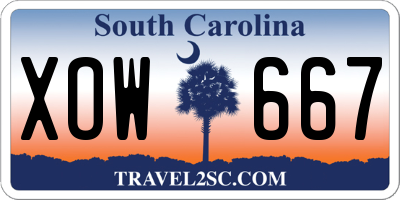 SC license plate XOW667