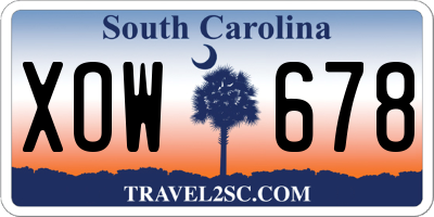 SC license plate XOW678