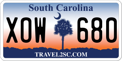 SC license plate XOW680