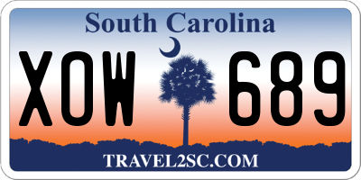 SC license plate XOW689