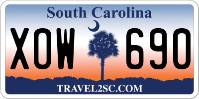 SC license plate XOW690