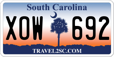 SC license plate XOW692