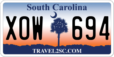 SC license plate XOW694