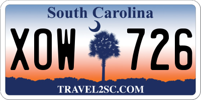 SC license plate XOW726