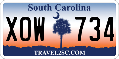 SC license plate XOW734