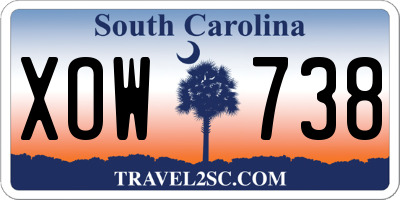 SC license plate XOW738