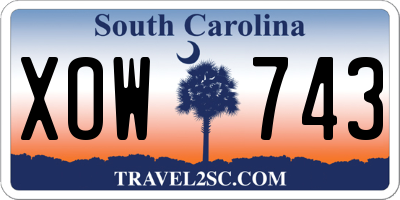 SC license plate XOW743