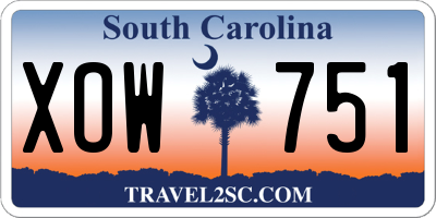 SC license plate XOW751