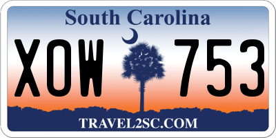 SC license plate XOW753