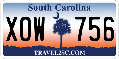 SC license plate XOW756