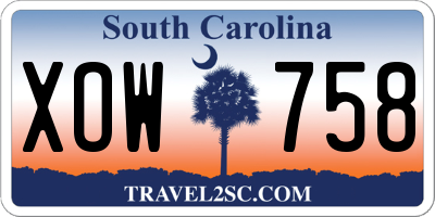 SC license plate XOW758