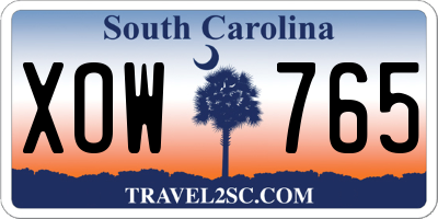 SC license plate XOW765