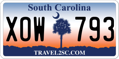 SC license plate XOW793