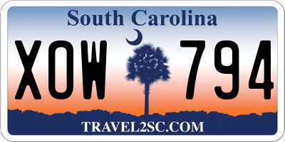 SC license plate XOW794