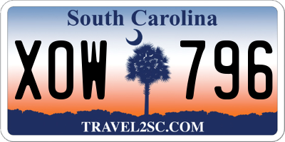 SC license plate XOW796